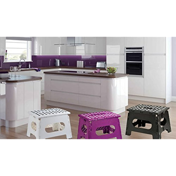 Folding Step Stool - The Lightweight Step Stool is Sturdy Enough to Support Adults and Safe Enough for Kids. Opens Easy with One Flip. Great for Kitchen, Bathroom, Bedroom, Kids or Adults. (Purple)