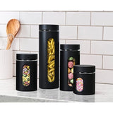 Quality Modern Black Stainless Steel Canister Set for Kitchen Counter with Glass Window & Airtight Lid - Food Storage Containers with Lids Airtight - Pantry Storage and Organization Set