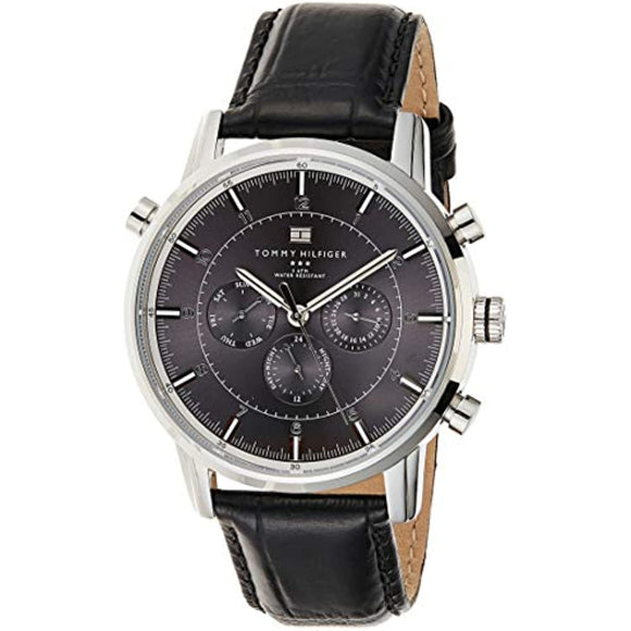 Tommy Hilfiger Men's 1790875 Sport Luxury Stainless Steel Watch with Black Leather Band