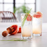 Attractive Highball Glasses [Set of 12] Drinking Glasses for Water, Juice, Beer, Wine, Whiskey, and Cocktails - 16 oz Square Base with Rounded Top