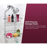 Plumboss E2050 Shower Caddy Over Shower Head Basket Shelf with Hooks for Hanging Sponge and Razor,Shampoo Holder Organizer Stainless Steel Chrome