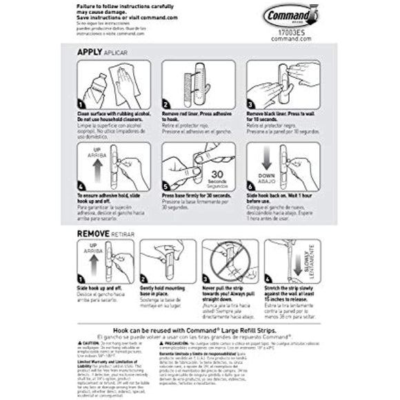 Command Large Utility Hook, White, 3-Hooks, 6-Strips (17003-3ES)
