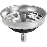 Highcraft 9754JO Stainless Steel Kitchen Sink Strainer Basket-Replacement for Standard Drains (3-1/2 Inch) -Ball-lock Rubber Stopper, 3-1/2