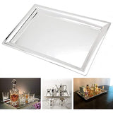 Le'raze Elegant Mirrored Rectangular Silver Tray, Mirrored Tray for Whiskey Decanter, Candle Sticks, Vanity Set, Perfume Tray, and Serving