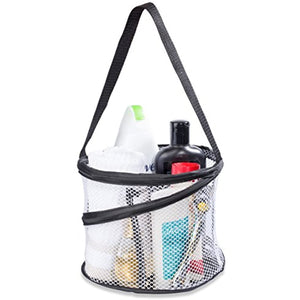 Bathroom Personal Organizer - 8" X 6" - Three Large Compartments to Organize Your Bathroom Accessories. The Shower Caddy Features a Drainage Hole and Carry Handle for Easy Transport. (Black)