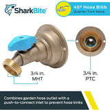 SharkBite 3/4 x 3/4 Inch MHT 45 Degree Hose Bibb, Quarter Turn, Push To Connect Brass Plumbing Fitting, PEX Pipe, Copper, CPVC, PE-RT, HDPE, 24631LF
