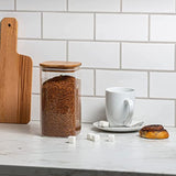Glass Kitchen Canisters with Airtight Bamboo Lids - Kitchen Organization and Food Storage Glass Jar for Candy, Cookie, Rice, Sugar, Flour, Pasta, Nuts.