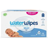WaterWipes Biodegradable Original Baby Wipes, 99.9% Water Based Wipes, Unscented & Hypoallergenic for Sensitive Skin, 60 Count (Pack of 12) - Packaging May Vary