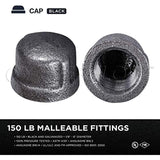 Supply Giant CNDQ0012 1/2" Black Malleable Iron Pipe Cap for 150 lb Applications with Female Thread