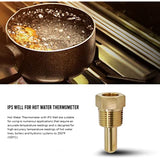 Raven R1519-NL Hot Water Thermometer with IPS Well, Circular Dial, Bi-Metallic Element; Aluminum Stem & Case material, Connection Back, Adjustable Angle, Economical & Accurate