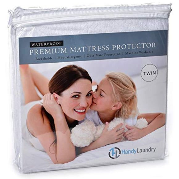 Twin Mattress Protector - Waterproof, Breathable, Blocks Allergens, Smooth Soft