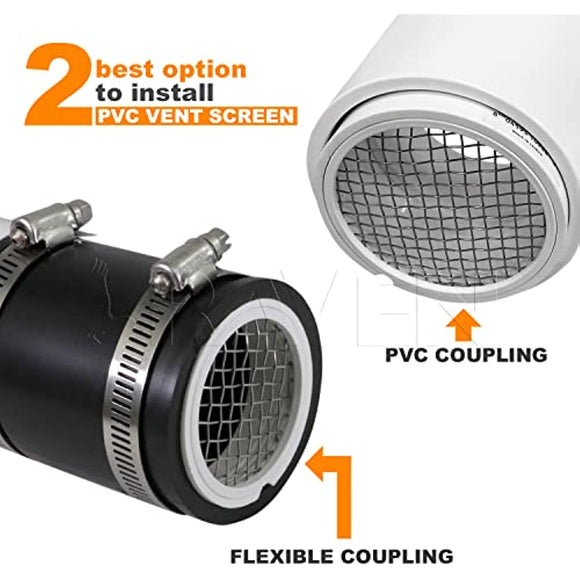 PVC Termination Cap Mesh Screen Vent Cover, Furnace & Roof Vent Cap, Stainless Steel Wire Round Exhaust Pipe Cover End 6