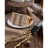 2 Piece Gold-leaf (twig) Cake Server Set. 1 Cake Knife and 1 Cake Server. Leaf Design 2 Tone Made of Stainless Steel and Brass. Ideal for Weddings, Party's, Elegant Events.
