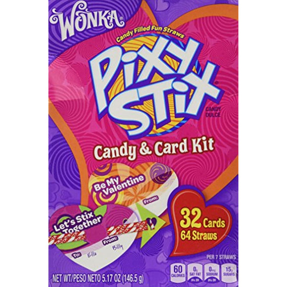Wonka Pixy Stix Candy & Card Valentines Day Kit- 32 Cards 5.17-Ounce Box