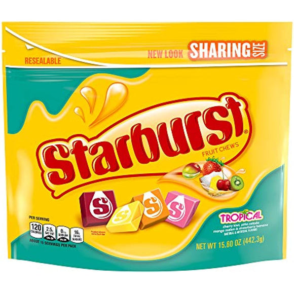 Starburst STARBURST Tropical Fruit Chews Candy, 15.6-Ounce Sharing Size Resealable Bag, Tropical, 15.6 Ounce