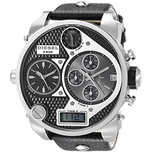 Diesel Men's DZ7125 Black SBA Oversized Dual-Display Stainless Steel Watch