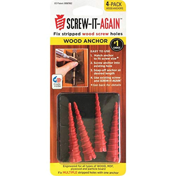 Screw-it-Again 1/4 in. Dia. x 2 in. L Polypropylene Hex Head Wood Anchor 4 pk - Total Qty: 1; Each Pack Qty: 4; Total Items Rec: 4