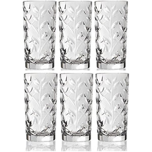 Crystal Highball Glasses [Set of 6] Drinking Glasses for Water, Juice, Beer,