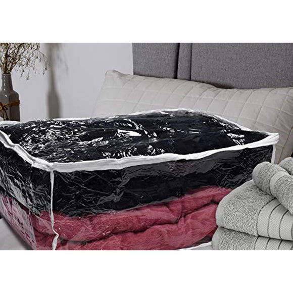 Clear Blanket Storage Bag - Durable Vinyl Material to Shield Your Blankets and Clothes from Dust, Dirt and Moisture. Easy Gliding Zipper for Easy Access.
