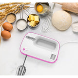 Vremi 3-Speed Compact Hand Mixer with Clever Built-In Beater Storage - 150 Watt Power Handheld Egg Beater with Stainless Steel Blades - Heavy Duty Mini Small Kitchen Mixing Machine - Pink and White