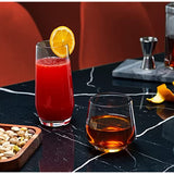 Drinking Glasses Set of 8 - 4 Tall Highball Glass Cups and 4 Short Dof Kitchen Glasses, Iced Coffee Tumbler, Glassware Sake Set for Cocktail, Beer, Tea, Wine, Whiskey, Ice Water, & Juice Drinkware.