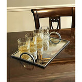 Elegant Silver Mirror Tray - with Chrome Edging and Handles - Rectangle Vanity Tray - Ideal for Ottoman, Coffee Table, Perfume Set, Living Room, Dining Room, Whiskey Decanter Set. 16 x 10 Inches