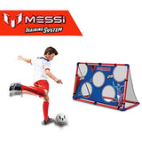 Messi Training System Large Soccer Goal Net and Ball 3 Piece Set - 2 in 1 Foldable Target Practice Soccer Training Equipment for Kids - Includes Size 2 Soccer Ball + Air Pump - Foot Volley Goal
