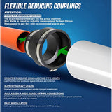 Supply Giant 6I58x2 Flexible Pvc Reducing Coupling with Stainless Steel Clamps 4 x 3 inch Black (pack of 2), 4 x 3