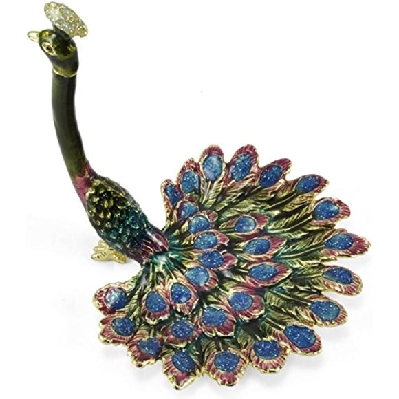 Welforth Peacock Enameled Pewter Ring/Jewelry Holder