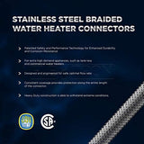 Flextron FTWC-B34-18B 18" Long Braided Connector for Water Heater with 3/4" FIP nad 3/4" MIP Ends, Stainless Steel