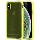 Tech Enterprises Protective Apple iPhone X/XS Case Thin Patterned Back Cover with FlexShock - Evo Check - Neon Yellow