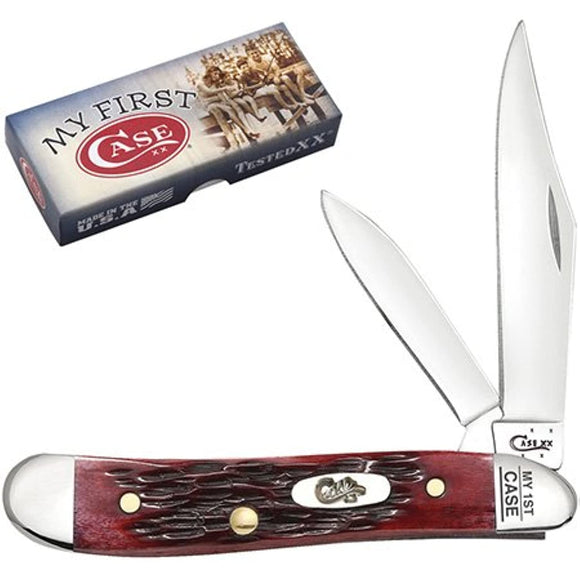 CASE XX WR Pocket Knife My First Case Pocket Worn Old Red Bone Peanut Item #3693 - (6220 SS) - Length Closed: 2 7/8 Inches