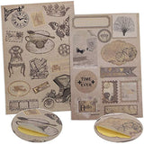 PICKME's D.I.Y Vintage Scrapbook Kits for Adults & Kids, Hardcover Fold-Out Scrapbook Album Including Stationery Set with Gold Embossed Stickers, Ribbons & Journaling Supplies. (8.5" x 6", 75Pc)