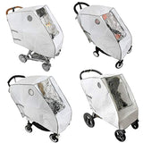 Baby Stroller Rain Cover - Provides Extra Warmth and Shields your Child from Wind and Rain. Universal Size, Mesh Material for Ventilation and Reflective Trimming for Night Visibility. (White, Quilted)