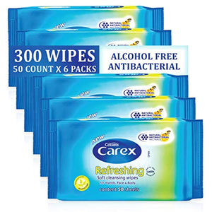 Cussons Carex - Alcohol Free - Refreshing Soft Cleansing Wipes for Hands Face &