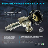 Midline Valve 6204G-OM Anti-Siphon Sillcock Frost Free Outdoor Faucet 1/2 in. PEX A x 3/4 in. Hose Bib, 4 in. Long, Chrome