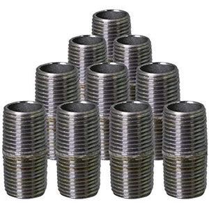 Supply Giant OQHM1500-10 Pre Cut Industrial Closed Steel Nipple, Connectors, Used To Build Vintage Furniture, Threaded Pipes and Fittings, 1-1/2'' x 1", Galvanized (Pack of 10), 1-1/2" x 1"