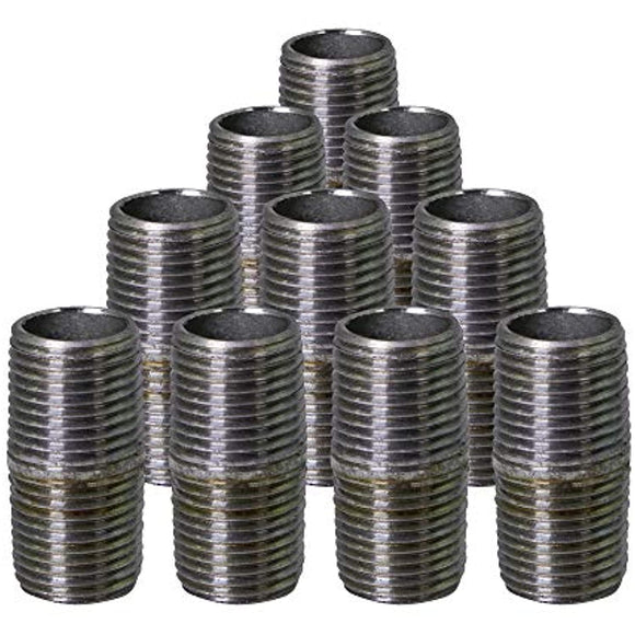 Supply Giant OQHM1500-10 Pre Cut Industrial Closed Steel Nipple, Connectors, Used To Build Vintage Furniture, Threaded Pipes and Fittings, 1-1/2'' x 1