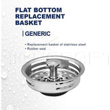 Highcraft 9843-2 Stainless Steel Kitchen Sink Strainer Basket Replacement for Standard Drains (3-1/2 Inch) -Universal Style Rubber Stopper (Pack of 2)