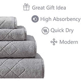 Enchante Home 6 Piece 100% Turkish Cotton Luxury Towel Set for Home, Spa & Bathroom - Quality Soft & Absorbent - Hand, Wash & Bath Towels, Jacquard, Fancy Gracious Design (White, 6 Piece)