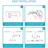 Luxrite 3 Inch Square Ultra Thin LED Recessed Light with Junction Box, 7W, 3000K Soft White Dimmable, 450 Lumens, Slim Recessed Ceiling Light, IC Rated Airtight, Damp Rated & ETL Listed