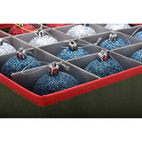 Christmas Ornament Storage - Stores up to 64 Holiday Ornaments, Adjustable Dividers, Covered Top, Two Handles. Attractive Storage Box Keeps Holiday Decorations Clean and Dry for Next Season. (Green)