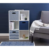 DII Poly-Cube Storage Collection Hard Sided, Collapsible Solid, Large, Nautical Blue
