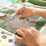 PICKME's D.I.Y Vintage Scrapbook Kits for Adults & Kids, Hardcover Fold-Out Scrapbook Album Including Stationery Set with Gold Embossed Stickers, Ribbons & Journaling Supplies. (8.5" x 6", 75Pc)