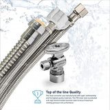 Highcraft Dishwasher Water Supply Line, Hose Connector Has 3/8 Inch 90 Degree Brass Elbow Fitting, Braided Stainless Steel 10 Ft
