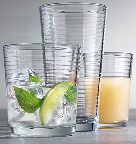 Durable Drinking Glasses [Set of 18] - Glassware Set Includes 6-17oz Highball