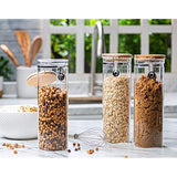 Le'raze Airtight Glass Food Storage Jars Containers, 3 Tall Cookies Jars with Bamboo Clamp Lid, Canisters for Kitchen, Bathroom & Pantry Organization, Ideal for Flour, Cereal, Sugar, Coffee & More