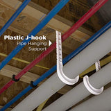 Highcraft PXJHNG034-10 PEX Support J-Hook Hanger with Nails for 3/4 in. Pipe, Rope, Cable Hard Plastic (10 Pack), White