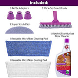 Rejuvenate Click N Clean Multi-Surface Spray Mop System Complete Bundle Includes Free Click-On Pro Grade Grout Brush Reusable Microfiber Pads 32oz No-Bucket Floor (Click N Clean Bundle)