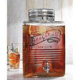 Attractive 2 Gallon Triangular Glass Drink Dispenser - 100% Leak Proof - Wide Mouth Easy Filling - Fun Party Outdoor Glassware Beverage Dispenser for Water, Iced Tea, Punch, Cold Drinks, Mason Jar